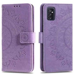 For Samsung Galaxy M52 5G Totem Flower Embossed Horizontal Flip Phone Leather Case with Holder & Card Slots & Wallet(Purple)