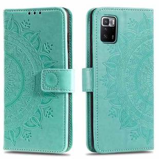For Xiaomi Poco X3 GT Totem Flower Embossed Horizontal Flip Phone Leather Case with Holder & Card Slots & Wallet(Green)