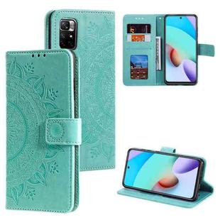 For Xiaomi Redmi Note 11 Totem Flower Embossed Horizontal Flip Phone Leather Case with Holder & Card Slots & Wallet(Green)