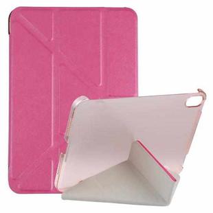 For iPad mini 6 Silk Texture Horizontal Deformation Flip Tablet Leather Case with Holder(Rose Red)
