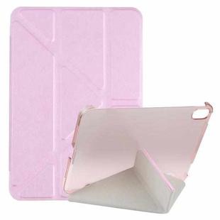 For iPad mini 6 Silk Texture Horizontal Deformation Flip Tablet Leather Case with Holder(Pink)