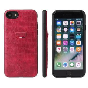 For iPhone 7 / 8 Crocodile Texture TPU + Leather Protective Case with Card Slot(Red)