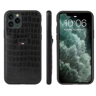 For iPhone 11 Pro Crocodile Texture TPU + Leather Protective Case with Card Slot(Black)