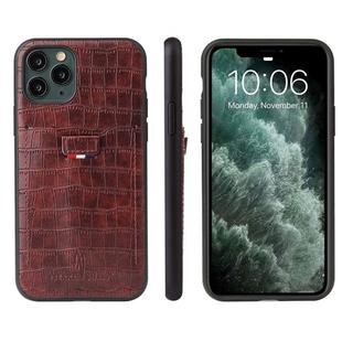 For iPhone 11 Crocodile Texture TPU + Leather Protective Case with Card Slot(Brown)