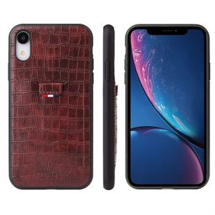 For iPhone XR Crocodile Texture TPU + Leather Protective Case with Card Slot(Brown)