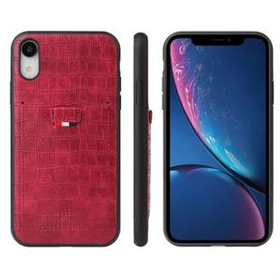 For iPhone XR Crocodile Texture TPU + Leather Protective Case with Card Slot(Red)
