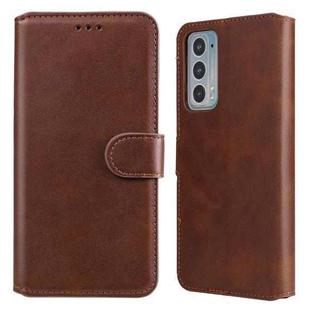 For Motorola Moto Edge 20 Classic Calf Texture Horizontal Flip Phone Leather Case(Brown)