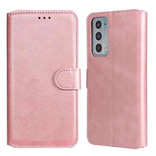 For Motorola Moto Edge 20 Classic Calf Texture Horizontal Flip Phone Leather Case(Rose Gold)