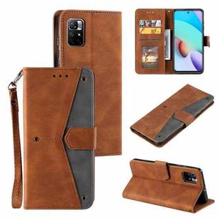 For Xiaomi Redmi Note 11 Pro Stitching Calf Texture Horizontal Flip Phone Leather Case with Holder & Card Slots & Wallet(Brown)
