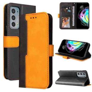 For Motorola Edge 20 Stitching-Color Horizontal Flip Leather Phone Case with Holder & Card Slots & Photo Frame(Orange)