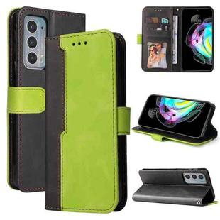 For Motorola Edge 20 Stitching-Color Horizontal Flip Leather Phone Case with Holder & Card Slots & Photo Frame(Green)