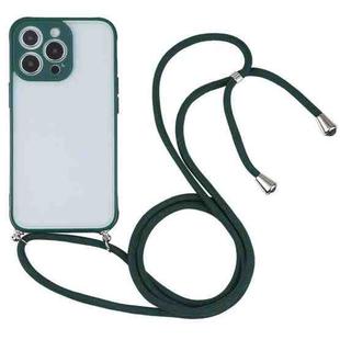 Candy Transparent Phone Case with Lanyard For iPhone 13 Pro Max(Dark Green)