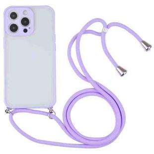 Candy Transparent Phone Case with Lanyard For iPhone 13 Pro Max(Purple)