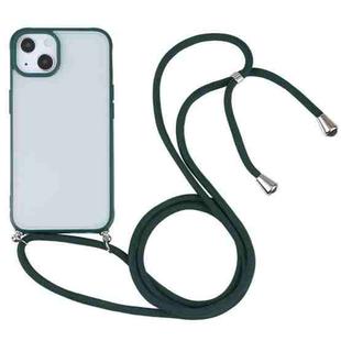 Candy Transparent Phone Case with Lanyard For iPhone 13 mini(Dark Green)