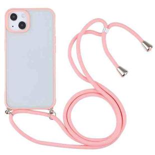 Candy Transparent Phone Case with Lanyard For iPhone 13 mini(Pink)