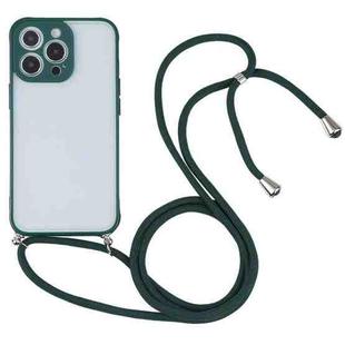 Candy Transparent Phone Case with Lanyard For iPhone 12 Pro(Dark Green)