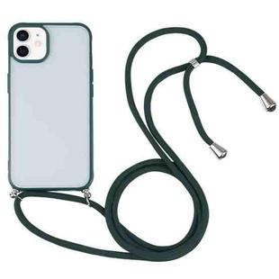 Candy Transparent Phone Case with Lanyard For iPhone 12 mini(Dark Green)