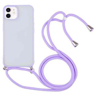 Candy Transparent Phone Case with Lanyard For iPhone 12 mini(Purple)