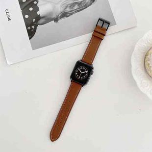 Oil Edge Bright Surface Leather Watch Band For Apple Watch Series 8&7 41mm / SE 2&6&SE&5&4 40mm / 3&2&1 38mm(Brown)
