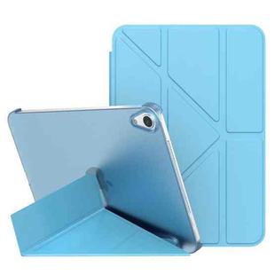 For iPad mini 6 Double-sided Matte Translucent PC Deformation Tablet Leather Case with Holder & Sleep / Wake-up Function(Sky Blue)