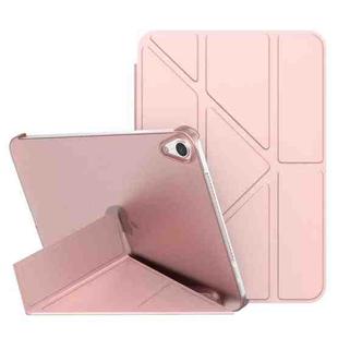 For iPad mini 6 Double-sided Matte Translucent PC Deformation Tablet Leather Case with Holder & Sleep / Wake-up Function(Rose Gold)