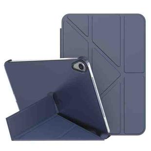 For iPad mini 6 Double-sided Matte Translucent PC Deformation Tablet Leather Case with Holder & Sleep / Wake-up Function(Dark Blue)