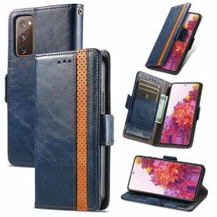 For Samsung Galaxy S20 FE CaseNeo Splicing Dual Magnetic Buckle Leather Case with Holder & Card Slots & Wallet(Blue)