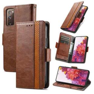 For Samsung Galaxy S20 FE CaseNeo Splicing Dual Magnetic Buckle Leather Case with Holder & Card Slots & Wallet(Brown)