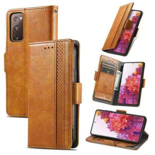 For Samsung Galaxy S20 FE CaseNeo Splicing Dual Magnetic Buckle Leather Case with Holder & Card Slots & Wallet(Khaki)