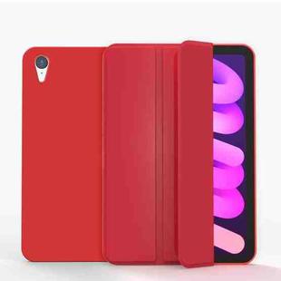 For iPad mini 2024 / mini 6 Double-sided Matte TPU Tablet Leather Case with 3-folding Holder & Sleep / Wake-up Function(Red)