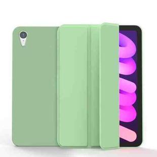 For iPad mini 6 Double-sided Matte TPU Tablet Leather Case with 3-folding Holder & Sleep / Wake-up Function(Matcha Green)