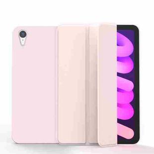 For iPad mini 6 Double-sided Matte TPU Tablet Leather Case with 3-folding Holder & Sleep / Wake-up Function(Pink)