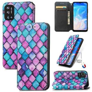 For Doogee N40 Pro CaseNeo Colorful Magnetic Leather Case with Holder & Card Slot & Wallet(Purple Scales)