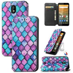 For Vodafone Smart E11 CaseNeo Colorful Magnetic Leather Case with Holder & Card Slot & Wallet(Purple Scales)