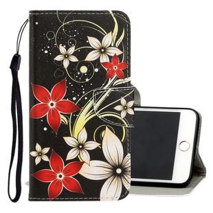 For iPhone 6 / 6s 3D Colored Drawing Horizontal Flip PU Leather Case with Holder & Card Slots & Wallet(Red Flower)