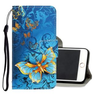 For iPhone 6 Plus / 6s Plus 3D Colored Drawing Horizontal Flip PU Leather Case with Holder & Card Slots & Wallet(Jade Butterfly)