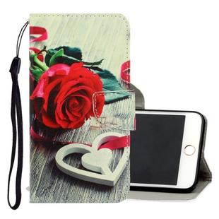 For iPhone 6 Plus / 6s Plus 3D Colored Drawing Horizontal Flip PU Leather Case with Holder & Card Slots & Wallet(Red Rose)