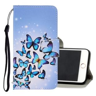 For iPhone 6 Plus / 6s Plus 3D Colored Drawing Horizontal Flip PU Leather Case with Holder & Card Slots & Wallet(Multiple Butterflies)