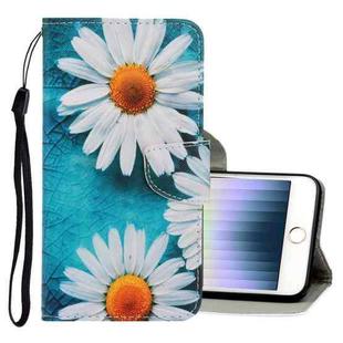 For iPhone SE 2022 / SE 2020 / 8 / 7 3D Colored Drawing Horizontal Flip PU Leather Case with Holder & Card Slots & Wallet(Chrysanthemum)