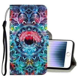 For iPhone SE 2022 / SE 2020 / 8 / 7 3D Colored Drawing Horizontal Flip PU Leather Case with Holder & Card Slots & Wallet(Mandala)