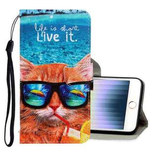 For iPhone SE 2022 / SE 2020 / 8 / 7 3D Colored Drawing Horizontal Flip PU Leather Case with Holder & Card Slots & Wallet(Underwater Cat)