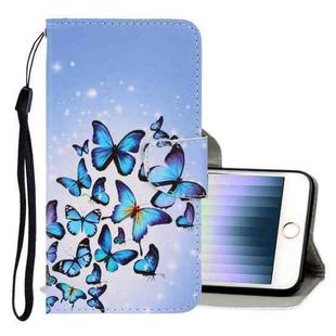 For iPhone SE 2022 / SE 2020 / 8 / 7 3D Colored Drawing Horizontal Flip PU Leather Case with Holder & Card Slots & Wallet(Multiple Butterflies)