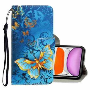 For iPhone 11 3D Colored Drawing Horizontal Flip PU Leather Case with Holder & Card Slots & Wallet(Jade Butterfly)