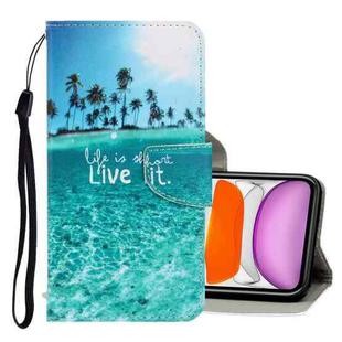 For iPhone 11 3D Colored Drawing Horizontal Flip PU Leather Case with Holder & Card Slots & Wallet(Coconut Tree)