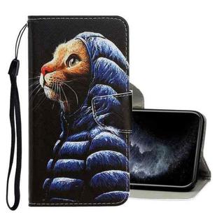 For iPhone 11 Pro 3D Colored Drawing Horizontal Flip PU Leather Case with Holder & Card Slots & Wallet(Down Jacket Cat)