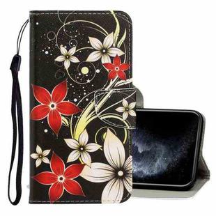 For iPhone 11 Pro 3D Colored Drawing Horizontal Flip PU Leather Case with Holder & Card Slots & Wallet(Red Flower)