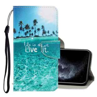 For iPhone 11 Pro 3D Colored Drawing Horizontal Flip PU Leather Case with Holder & Card Slots & Wallet(Coconut Tree)