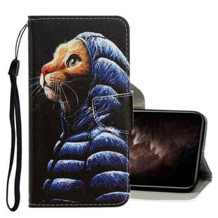 For iPhone 11 Pro Max 3D Colored Drawing Horizontal Flip PU Leather Case with Holder & Card Slots & Wallet(Down Jacket Cat)