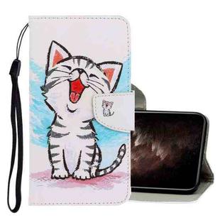 For iPhone 11 Pro Max 3D Colored Drawing Horizontal Flip PU Leather Case with Holder & Card Slots & Wallet(Red Mouth Cat)