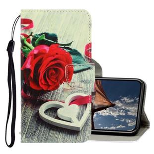 For iPhone X / XS 3D Colored Drawing Horizontal Flip PU Leather Case with Holder & Card Slots & Wallet(Red Rose)